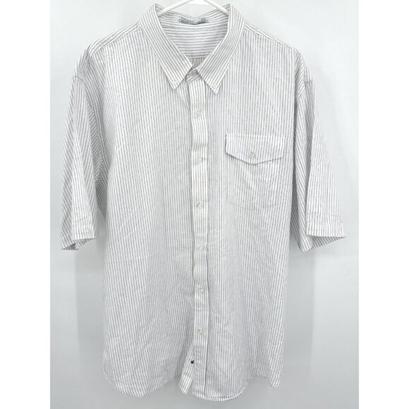 Criquet Mens XXL Blue White Striped Button Up Short Sleeve Shirt XXL - Picture 1 of 4